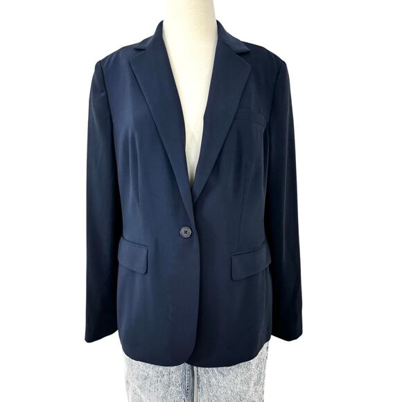 Lauren Ralph Lauren One-Button Blazer Jacket in Navy Blue 12 NWT - Picture 1 of 9